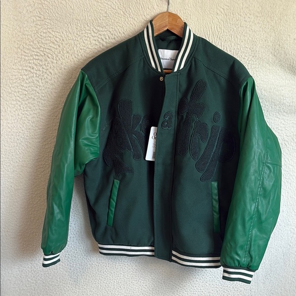 House of Sunny Take a Trip Bomber‎ Jacket Womens XS Green - Picture 2 of 12